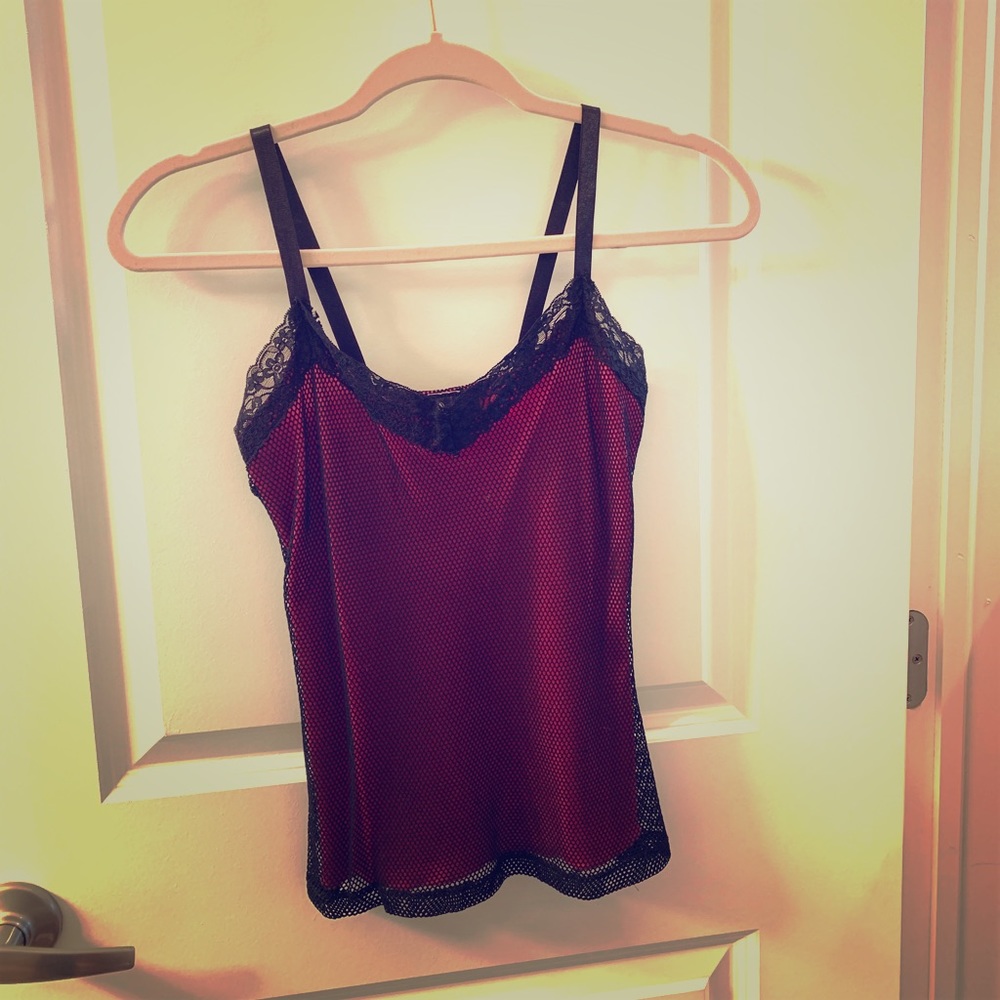 Sexy emo/goth hot pink mesh tank